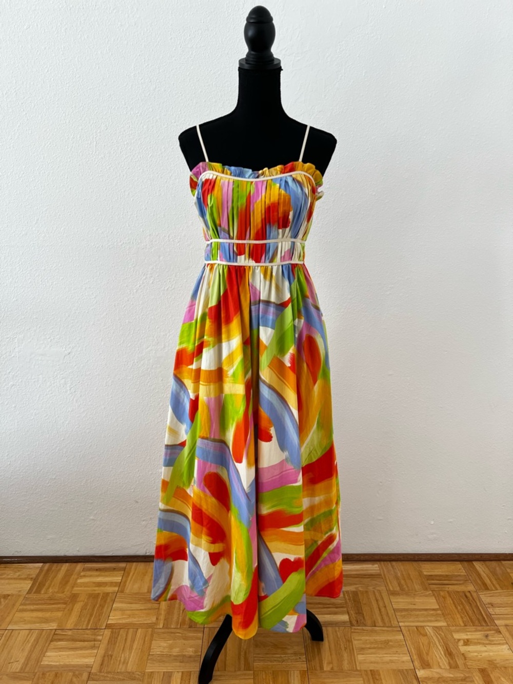 Colorful Dopamine Dressing Abstract Watercolor Maxi Dress Sleeveless Resortwear